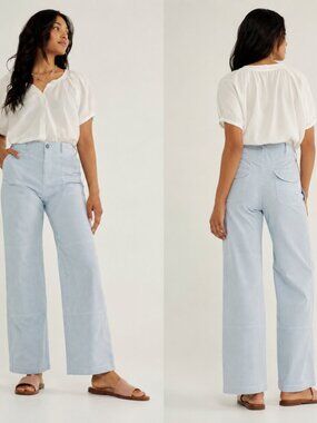 Tecovas Women's High Waisted Carpenter Pant Blue / White Cotton NWT Size 29